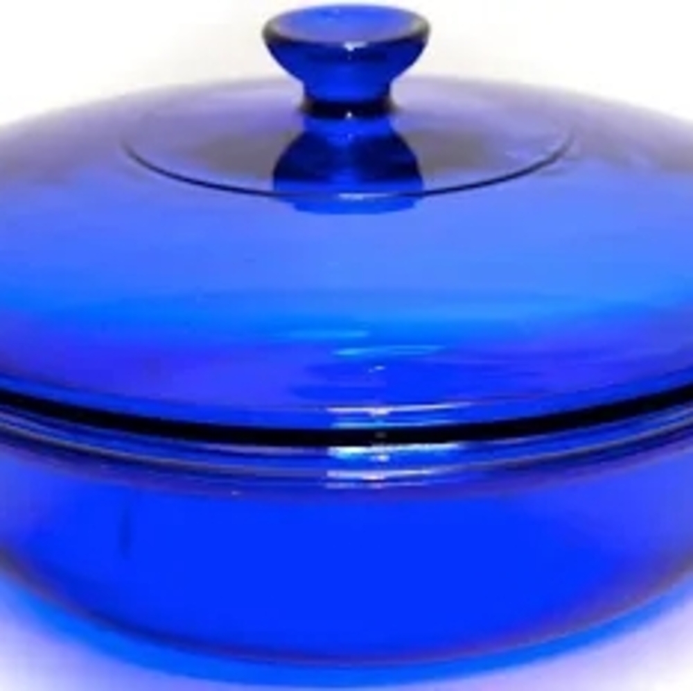 Vibrant Blue Glass Lidded Dish